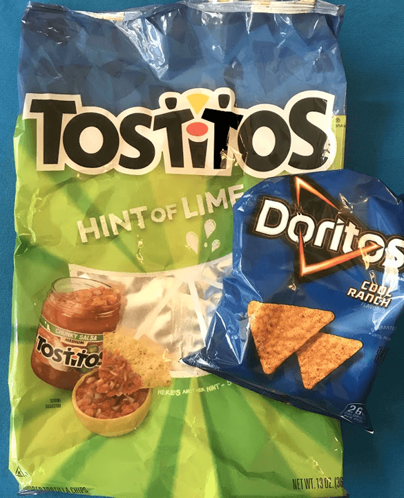 Examples or large and small chip bags